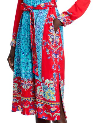 Paulina Isle of Capri Tie Waist Printed Shirtdress