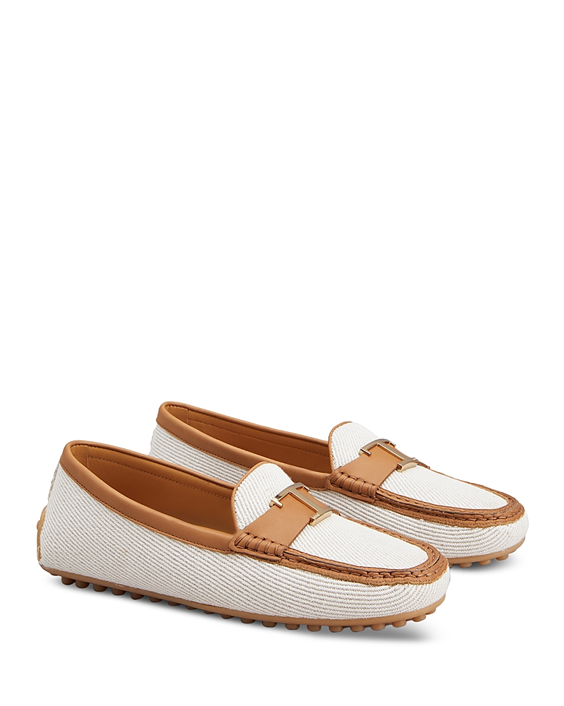 Tod's Urban Gommino Leather Loafers With Metal Detail In White