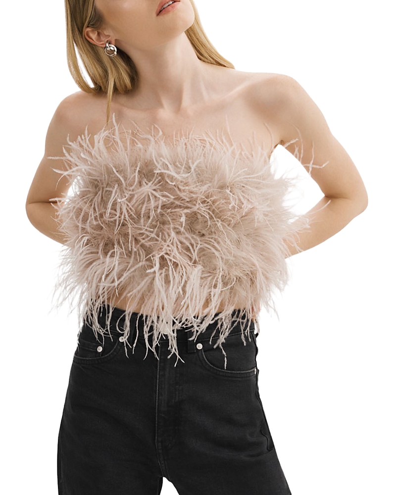 Lamarque Zaina Feather Bustier Top In Dusty Rose