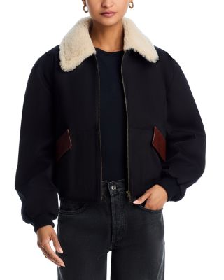 FRAME - Shearling Trim Bomber Jacket