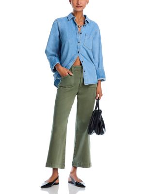 Anessa High Rise Wide Leg Ankle Jeans in Vintage Ivy Green