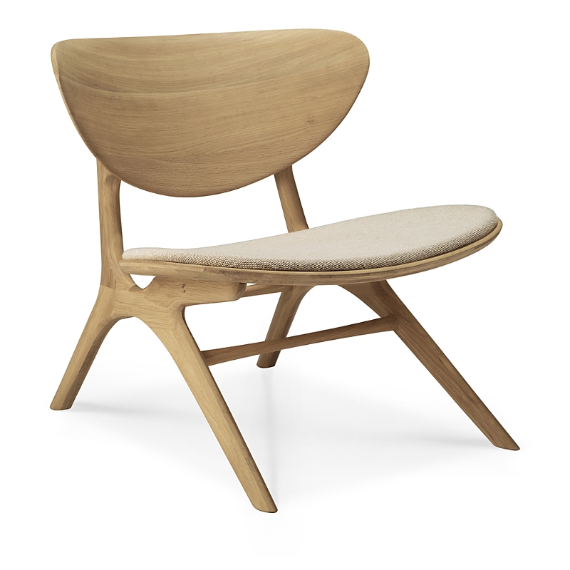 Ethnicraft Eye Lounge Chair With Cushion In Oak W/ Ivory Cushion