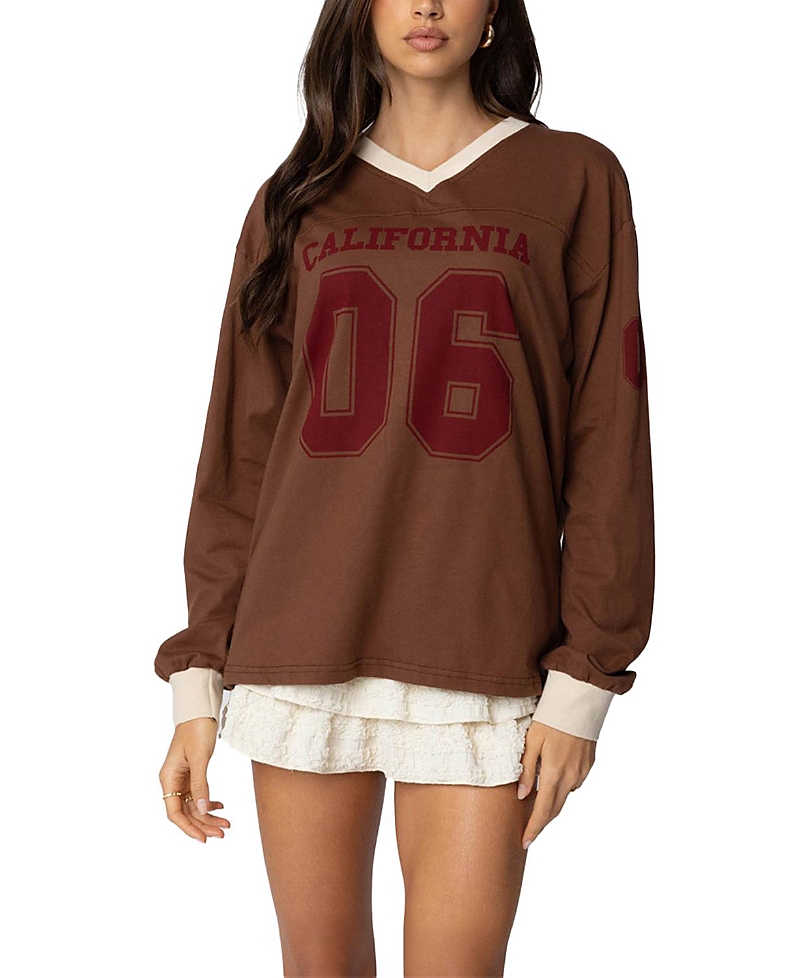 Edikted 06 Oversized Long Sleeve T-shirt In Brown