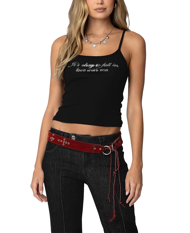 EDIKTED FALL IN LOVE RHINESTONE TANK TOP