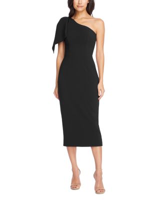 Dress The Population Tiffany One-shoulder Midi Dress In Black