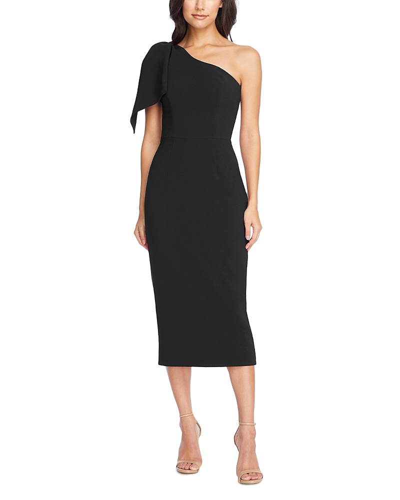 Dress The Population Tiffany One-shoulder Midi Dress In Black