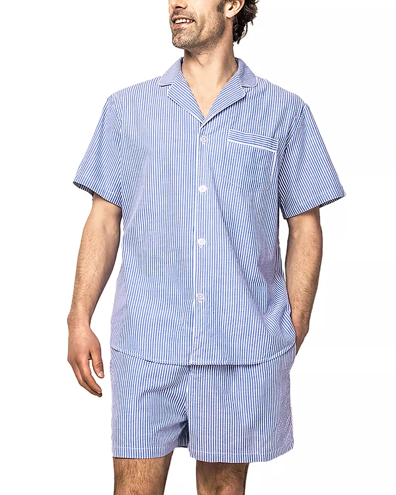 Petite Plume Brushed Cotton Twill Stripe Short Pajama Set