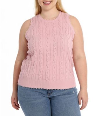 Plus Size Cotton Frayed Cable Tank Top