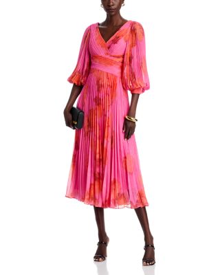 Printed Chiffon Pleated Dress