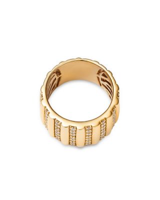 Diamond Multirow Wide Statement Ring in 14K Yellow Gold, 0.65 tcw