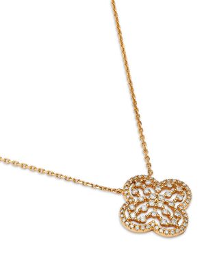 Diamond Clover Pendant Necklace in 14K Yellow Gold, 0.68 tcw