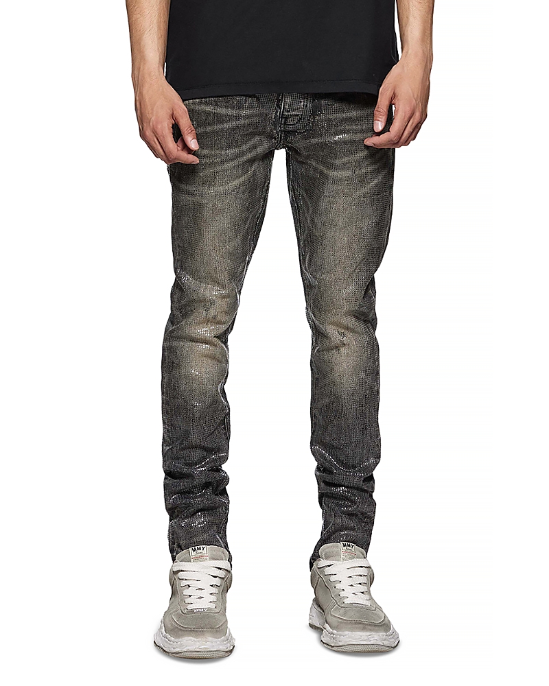 Purple Brand Tiled Overlay Shimmery Skinny Jeans In Black