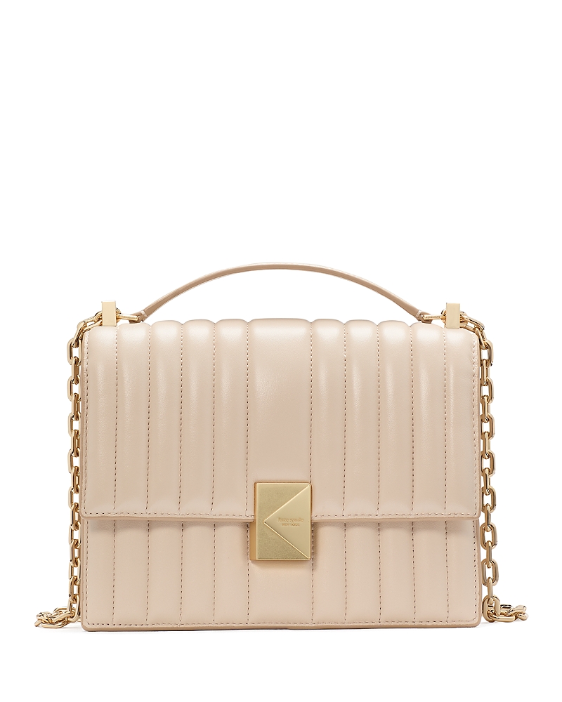 Kate Spade New York Deco Quilted Leather Small Chain Shoulder Bag In Milk Glass