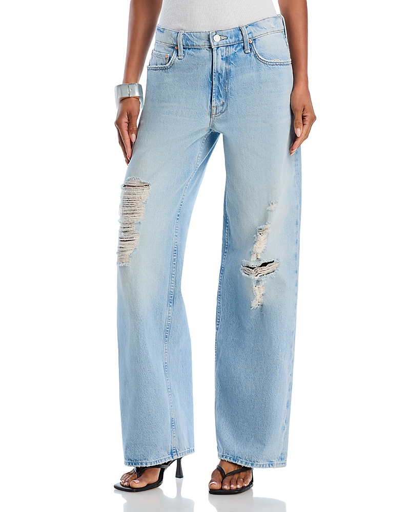 Mother The Spinner Zip Sneak High Rise Wide Leg Jeans in Pedal Faster