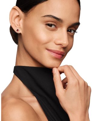 Petite Ch&acirc;telaine&reg; Pav&eacute; Bezel Stud Earrings in 18K Yellow Gold with Garnet and Diamonds, 5mm