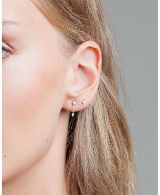 14K Yellow Gold Diamond Amigos Chain Post Earrings