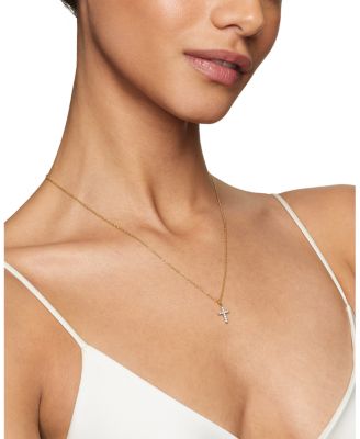 Cable Collectibles Cross Necklace with Diamonds in 18K Gold