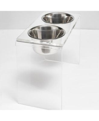 Tall Double Bowl Pet Feeder with Metal Bowls