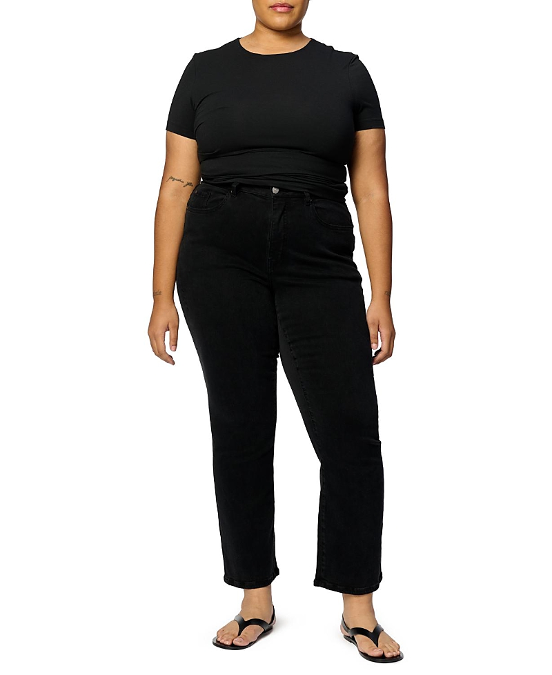 Warp & Weft Ase Plus Stretch High Rise Straight Jean In Jet Black
