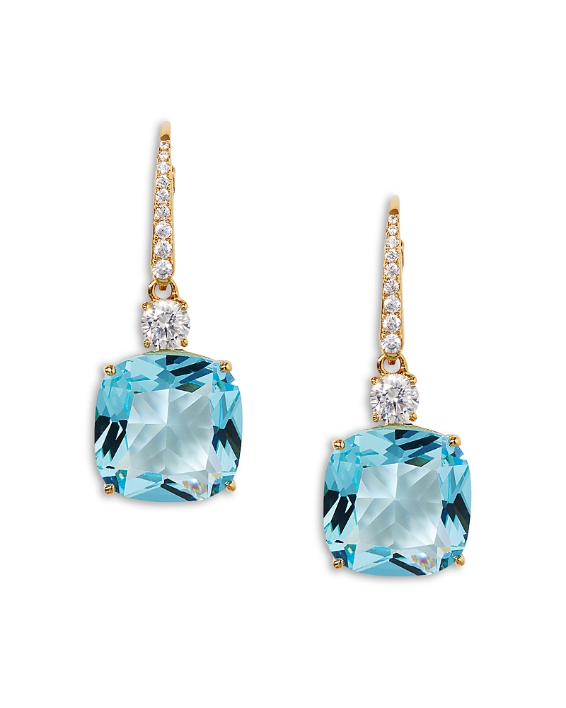 Shop Nadri Soleil Cubic Zirconia Drop Earrings In 18k Gold Plated In Gold/blue