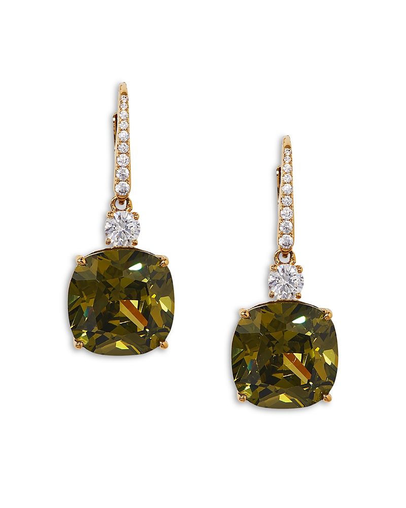Nadri Soleil Cubic Zirconia Drop Earrings In 18k Gold Plated In Gold/green