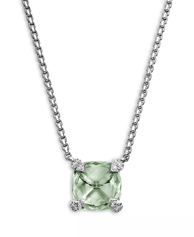 David Yurman Chatelaine Pendant Necklace with Prasiolite and Diamonds, 18