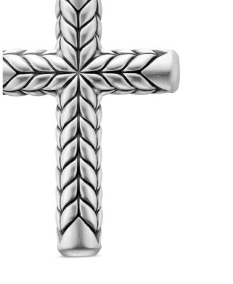 Chevron Sculpted Cross Pendant with Pav&amp;eacute; Black Diamonds 