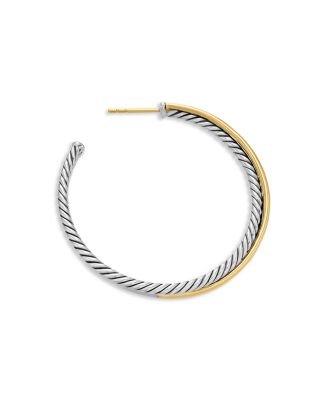 Sterling Silver & 18K Yellow Gold Crossover XL Hoop Earrings