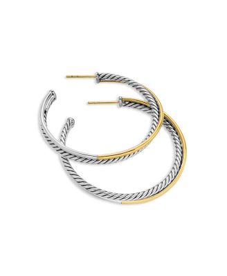 Sterling Silver & 18K Yellow Gold Crossover XL Hoop Earrings