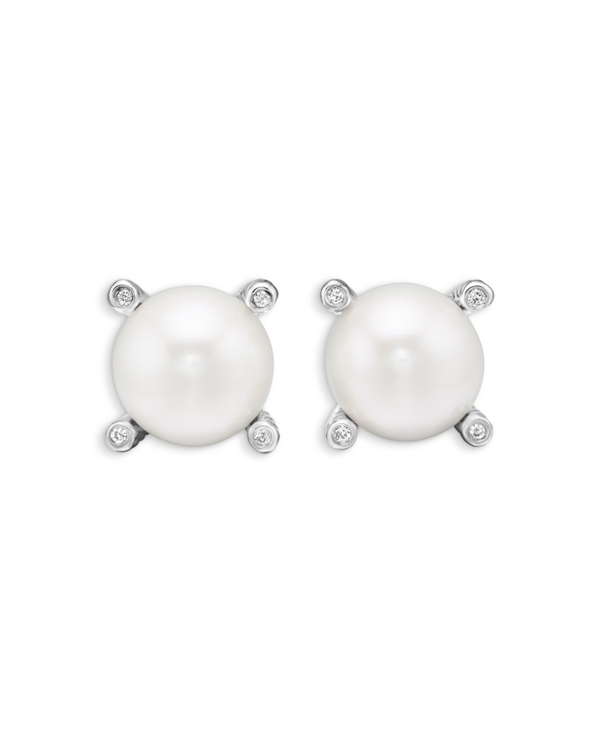Cultured Freshwater Pearl Earrings with Diamonds