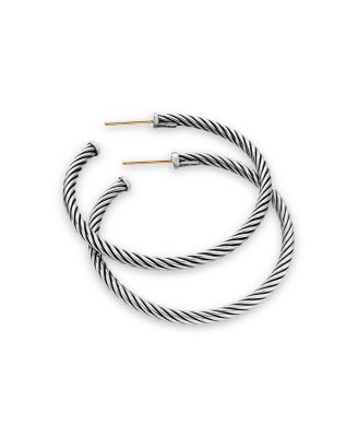 Sterling Silver Cable Hoop Earrings, 1.5 inch