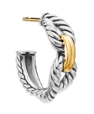 Cable Loop Hoop Earrings with 18K Gold
