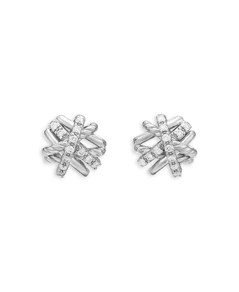 David Yurman Crossover Earrings with Diamonds