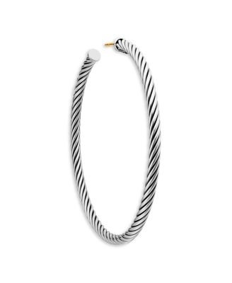 Sterling Silver Cable Hoop Earrings, 2 inch