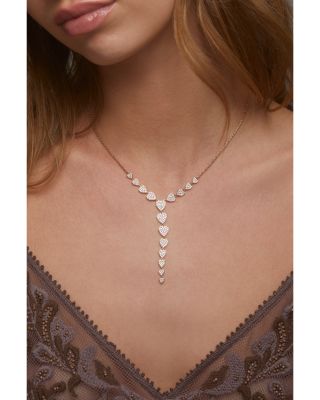 Real Love Pav&eacute; Heart Lariat Necklace in 18K Gold Plated, 16"-20"