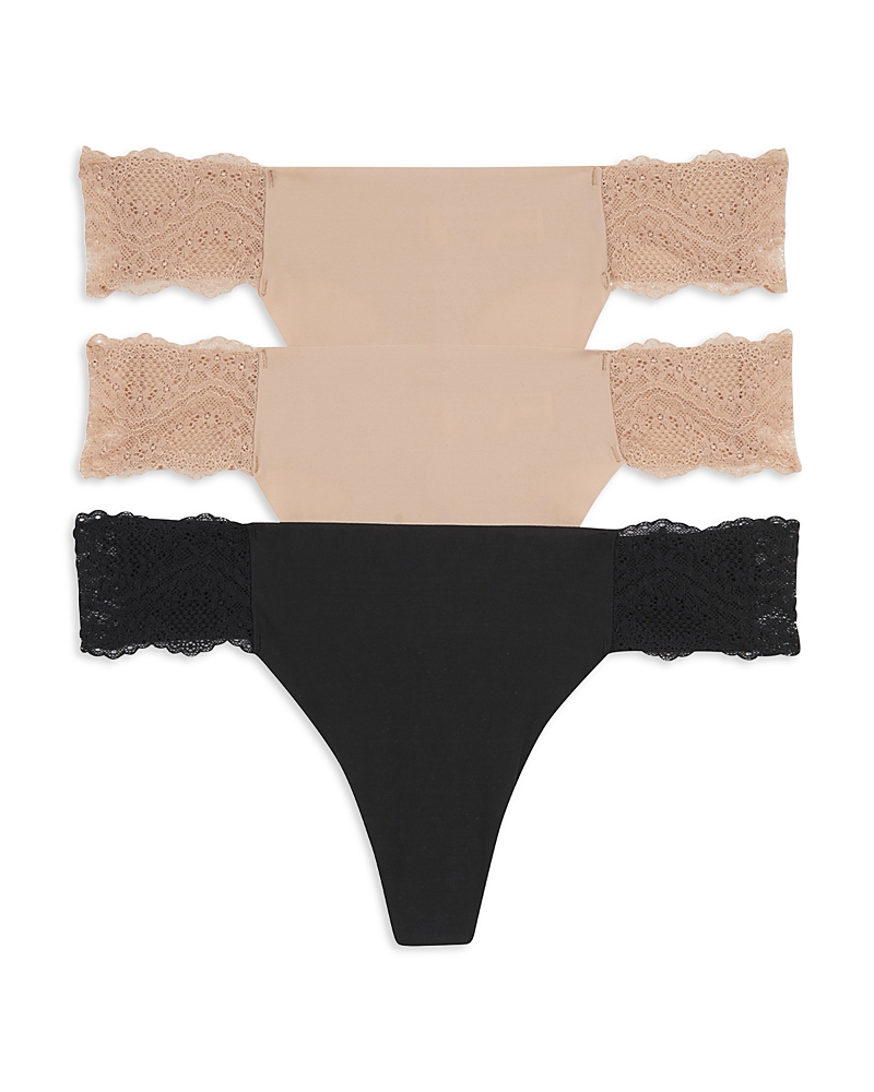B.tempt'd By Wacoal B.bare Assorted 3-pack Thong In Au Natural/night