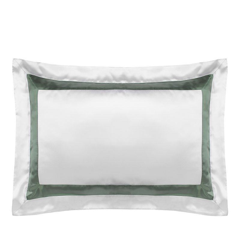 Gingerlily Silk Ebury King Oxford Pillowcase In White/green