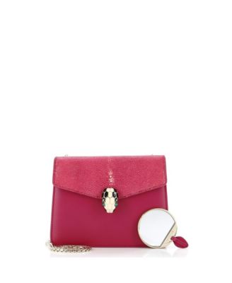 Serpenti Forever Square Shoulder Bag Leather and Stingray