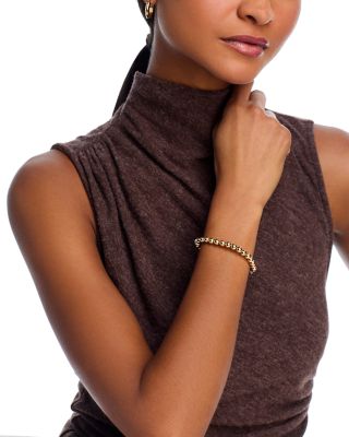 14K Yellow Gold Diamond Rondelle Beaded Bracelet