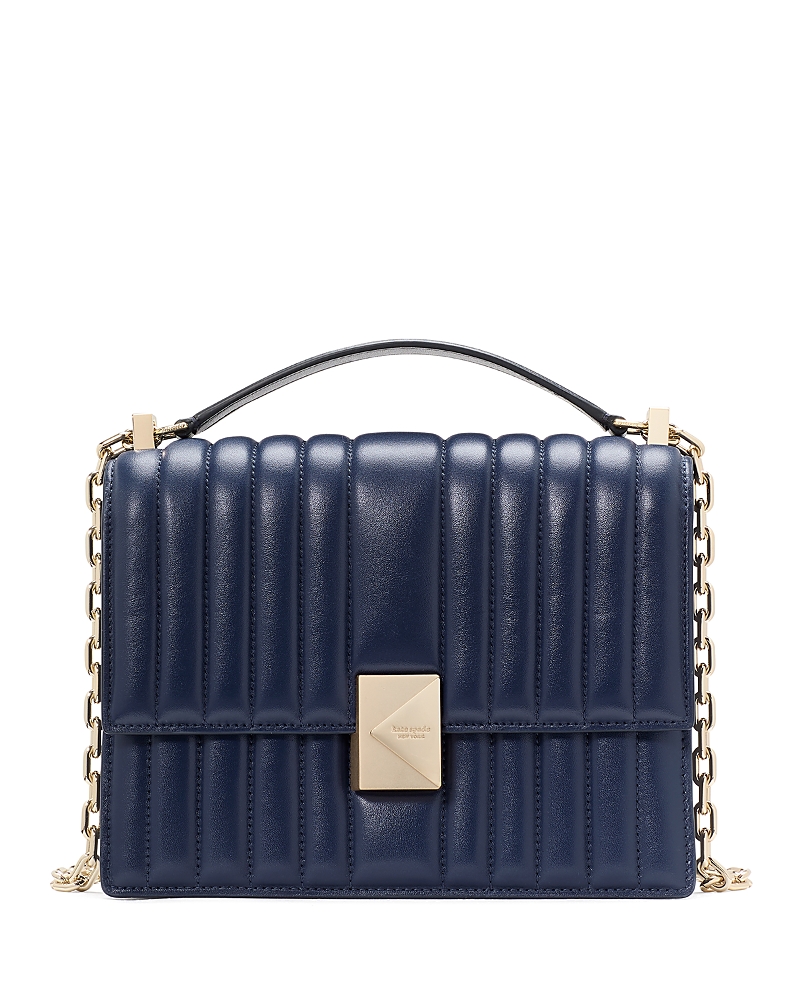 Kate Spade New York Deco Quilted Leather Small Chain Shoulder Bag In Parisian Navy