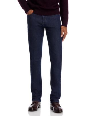 Canali Stretch Denim Straight Fit Jeans in Dark Blue