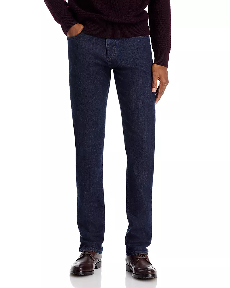 Canali Stretch Regular Fit Jeans in Dark Blue