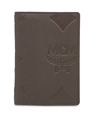 Mcm Aren Leather Maxi Monogram Embossed Bifold Card Wallet