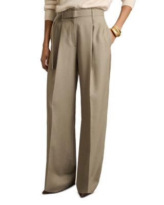REISS - Clara Wool Belted Wide Leg Trousers