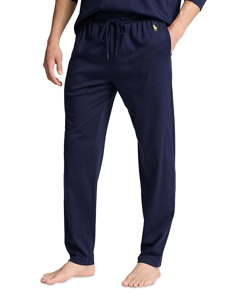 Polo Ralph Lauren Luxury Mercerized Cotton Patch Pocket Pajama Pants In Cruise Navy/ Gold Bugle