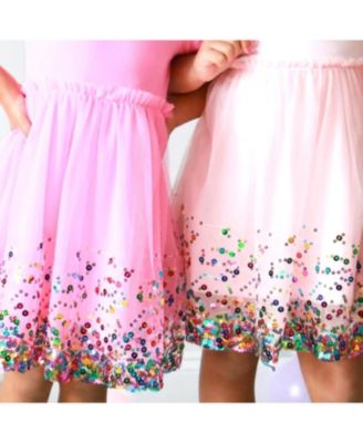  Girls' Pink Confetti Short Sleeve Tutu Dress - Little Kid, Big Kid