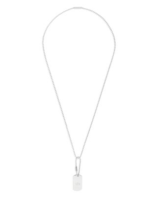 Sterling Silver Gucci Tag Red Enamel Logo Dog Tag Pendant Necklace, 23.6"