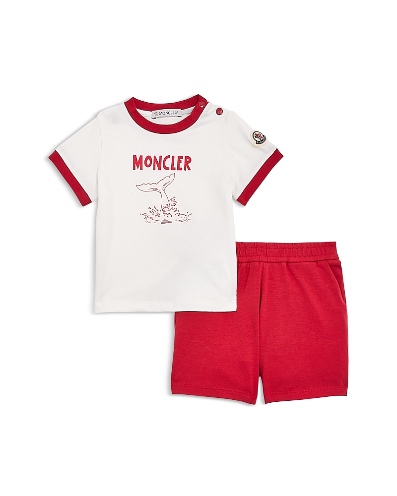 Moncler Boy's Whale Tale Graphic T-shirt And Shorts Set In White