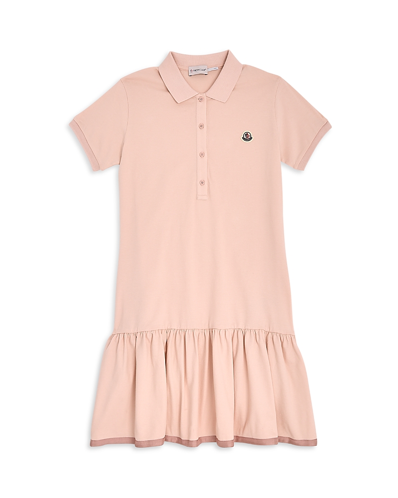 Moncler Girls Teen Pink Logo Polo Dress In Pastel Pink