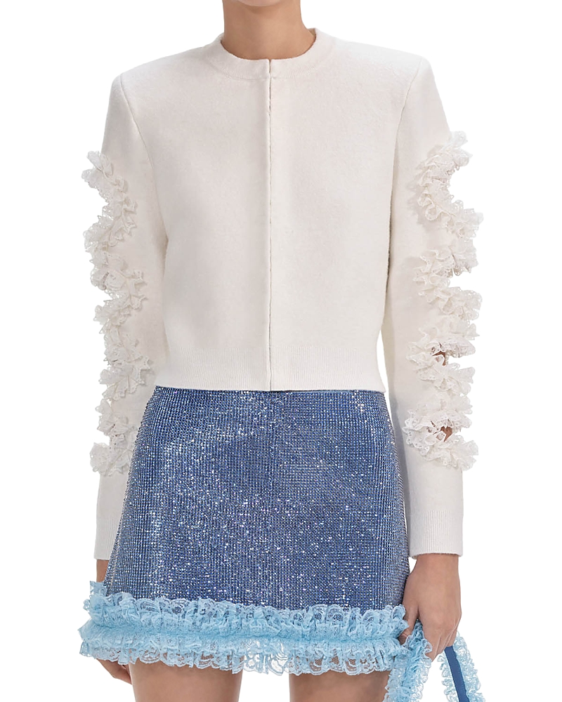 Self-Portrait x Christopher Kane Cut Out Lace Trim Cardigan